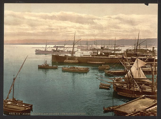 Harbor by moonlight, I, Algiers, Algeria