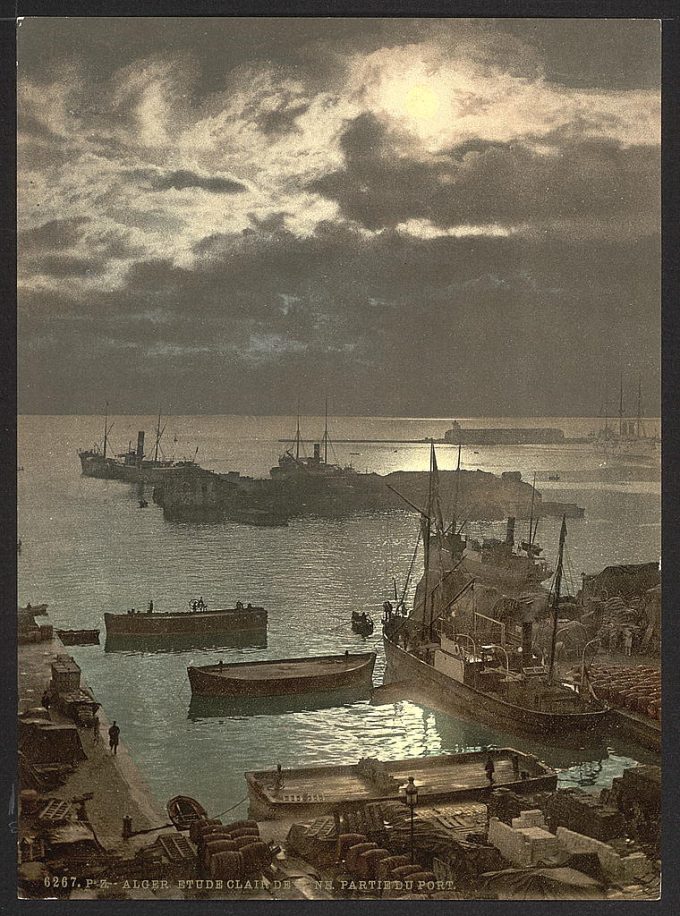 Harbor by moonlight, II, Algiers, Algeria