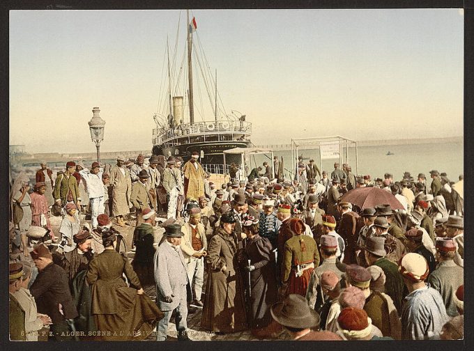 Disembarking from a ship, Algiers, Algeria