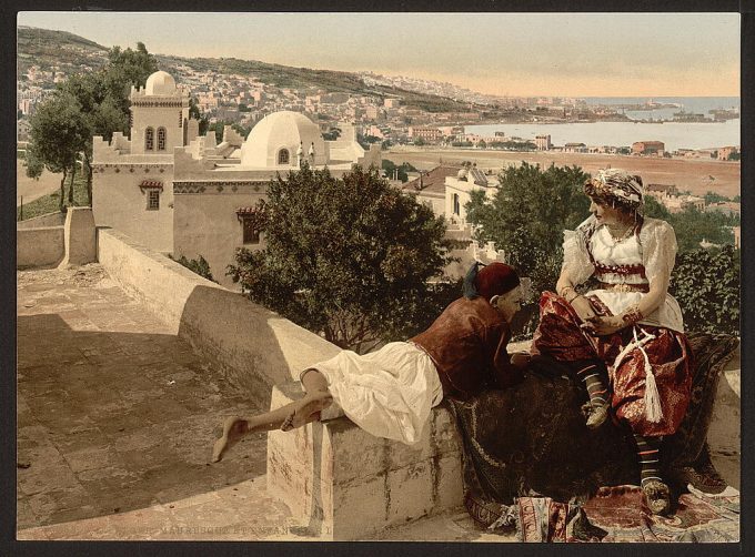 Moorish woman and child on the terrace, I, Algiers, Algeria