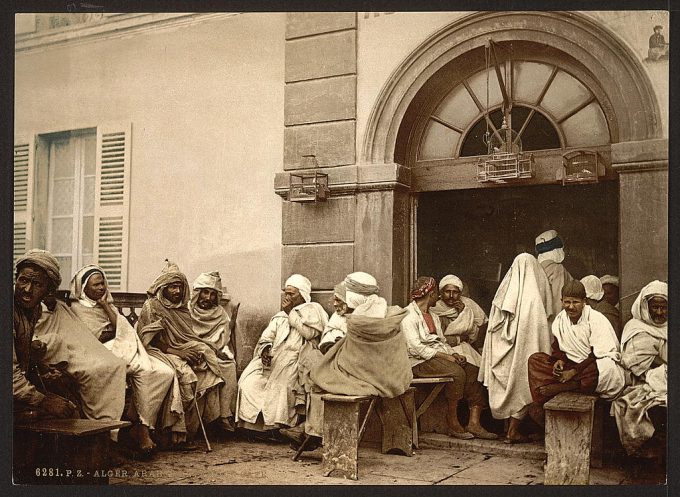 Arabs at a cafe, Algiers, Algeria
