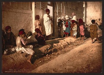Beggars in front of mosque 