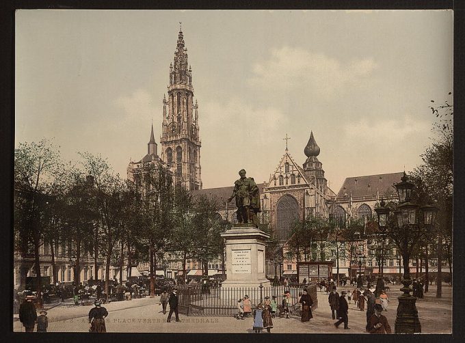 Place Verte and cathedral, Antwerp, Belgium