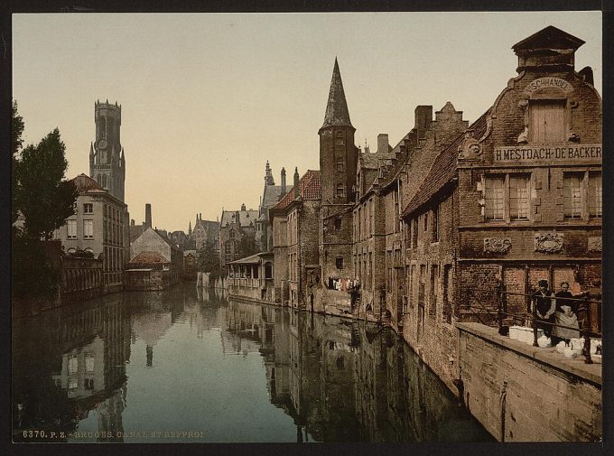 Canal and Belfry, Bruges, Belgium