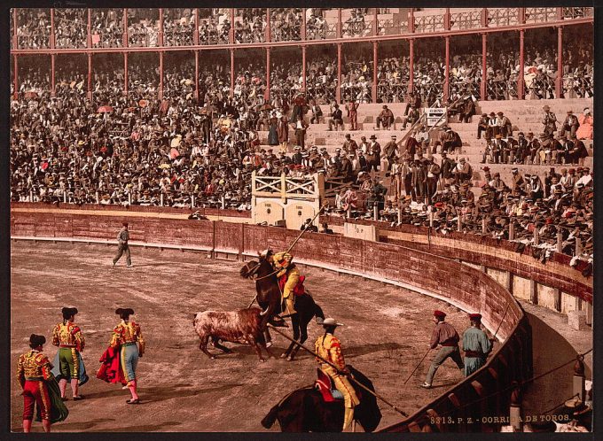 A bull fight, Barcelona, Spain