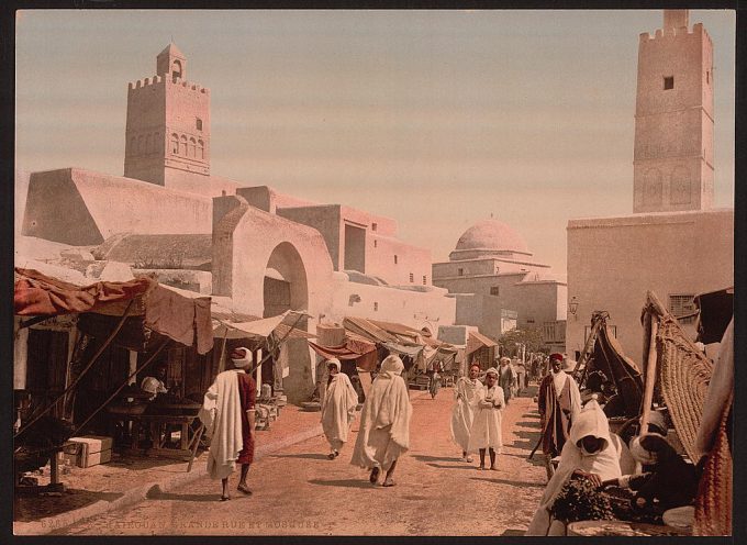 A mosque in the principal street, Kairwan, Tunisia