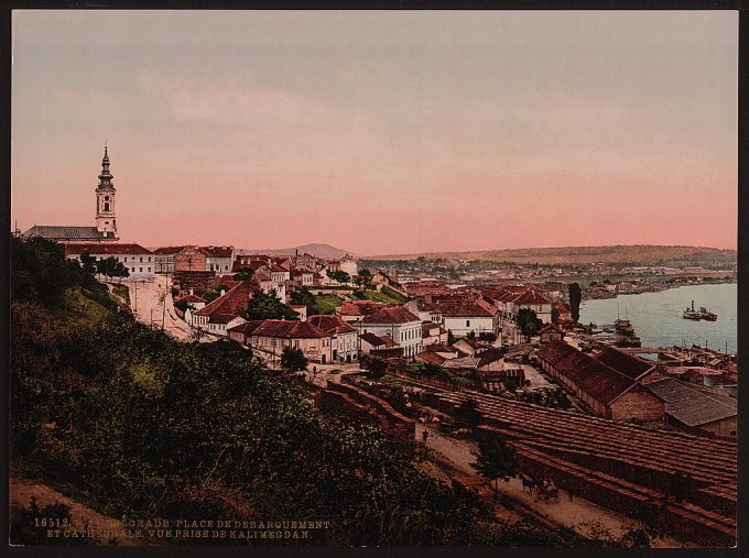 Landing place and cathedral, Belgrade, Servia