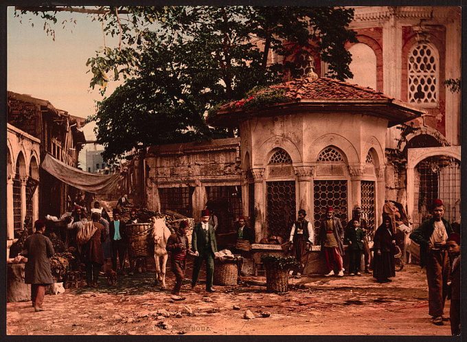 A street at Stamboul with fountain, Constantinople, Turkey