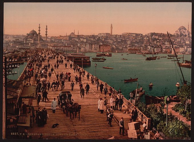Kara-Kevi (Galata) bridge, Constantinople, Turkey