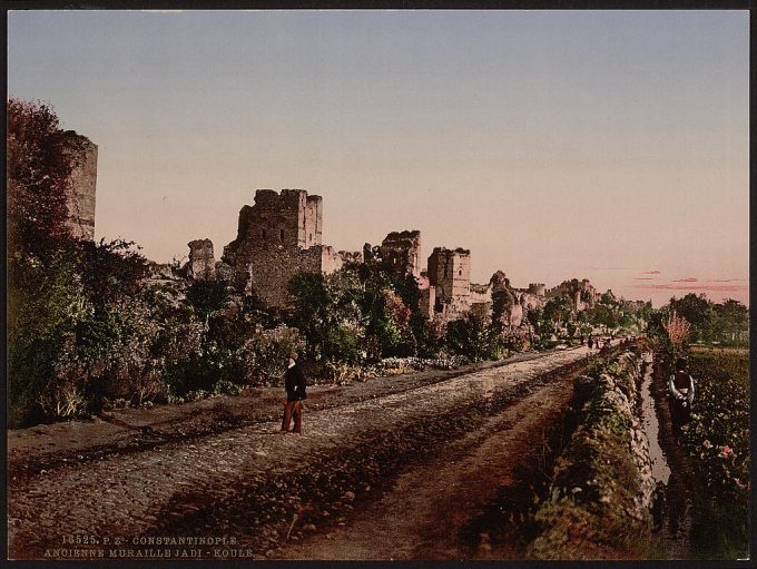 Byzantine wall near Irdikale, Constantinople, Turkey