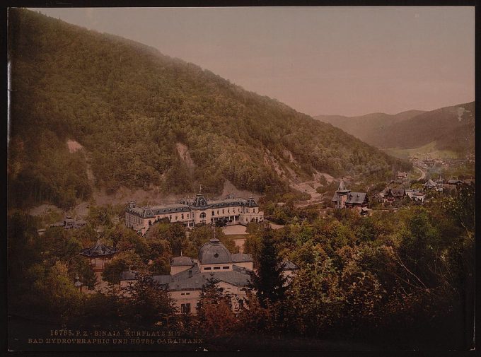 Kurplatz with hydrotherapic baths and Hotel Karaimann, Sinaia, Roumania