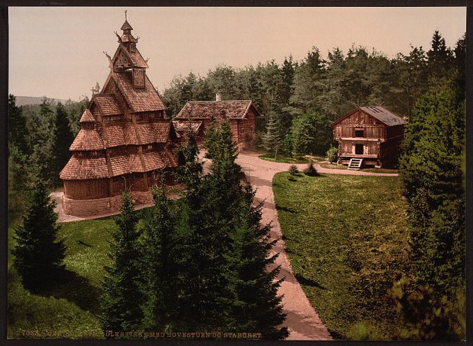 Gols Church, with Hovenstuen and Staburet, Christiania, Norway