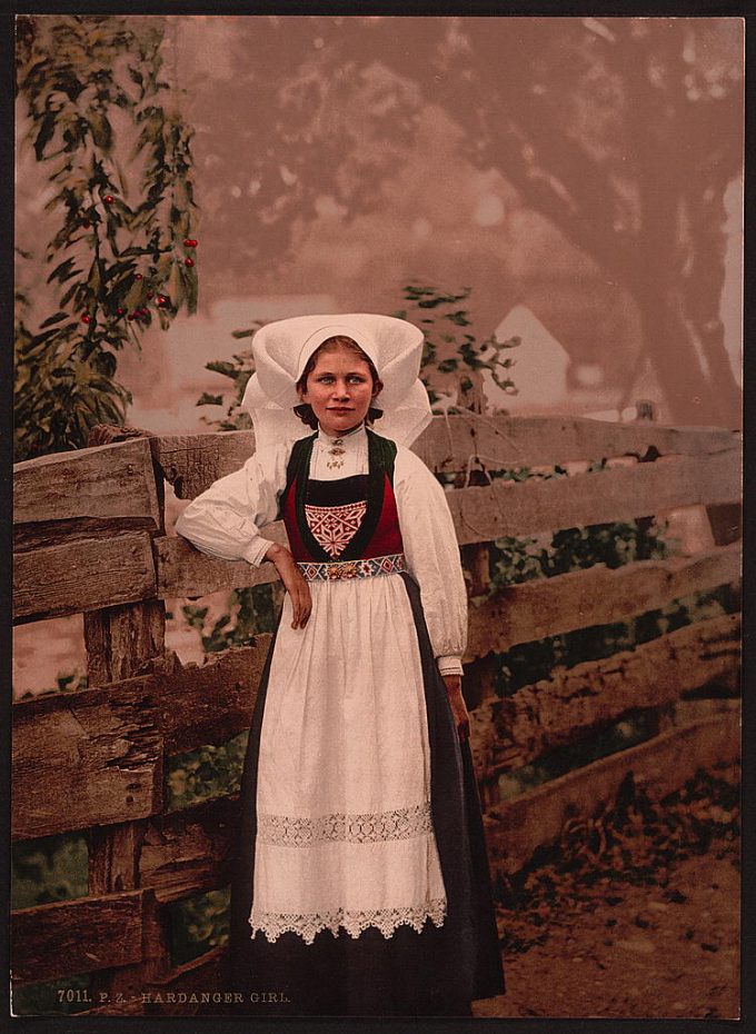 A Hardanger girl, Hardanger Fjord, Norway