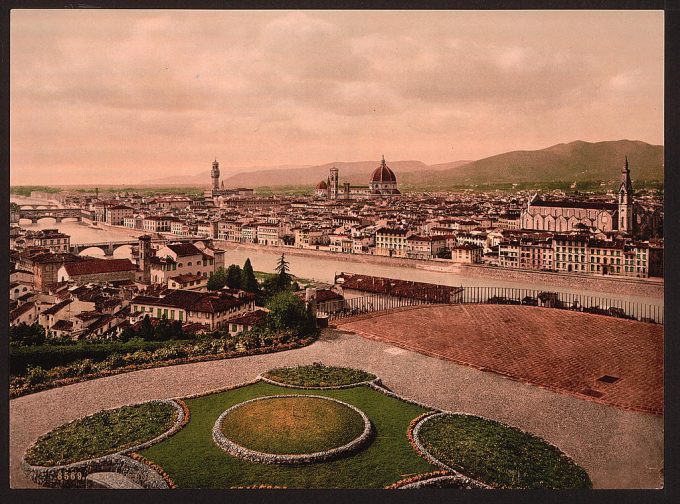 Cityscape view looking toward cathedral, Florence, Italy