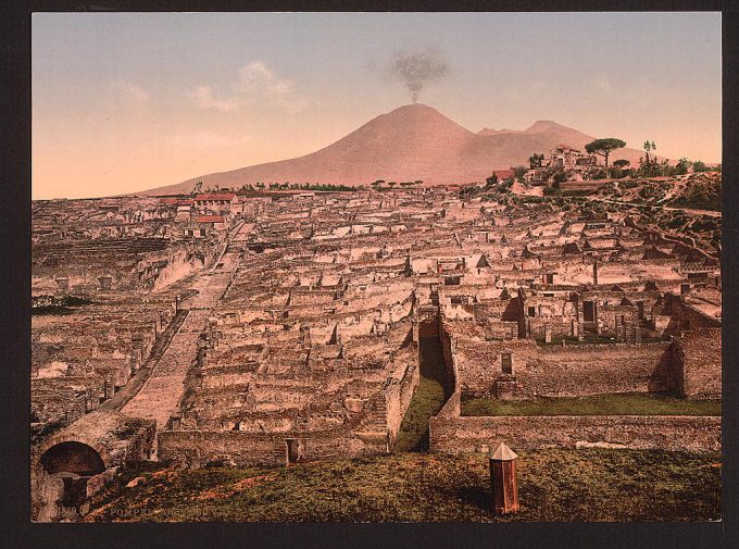 General view and Vesuvius, Pompeii, Italy