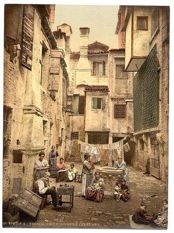 Old Venetian courtyard, Venice, Italy