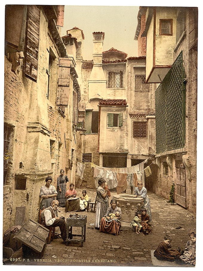 Old Venetian courtyard, Venice, Italy