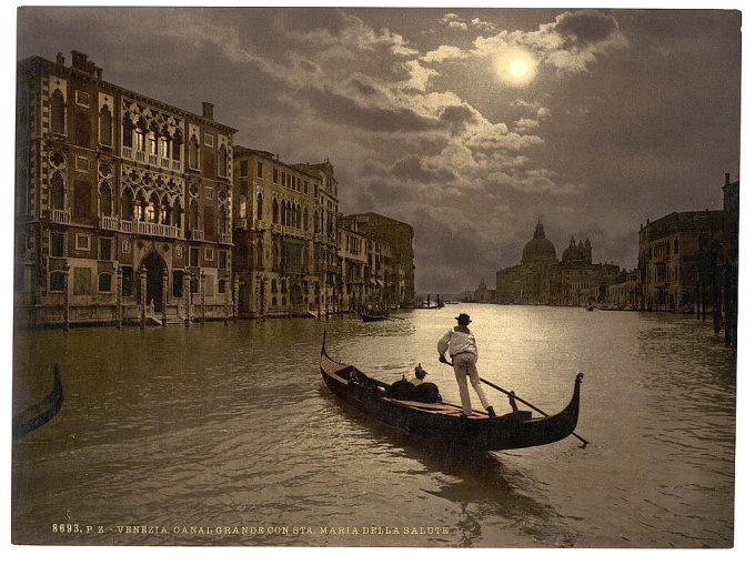 Grand Canal by moonlight, Venice, Italy