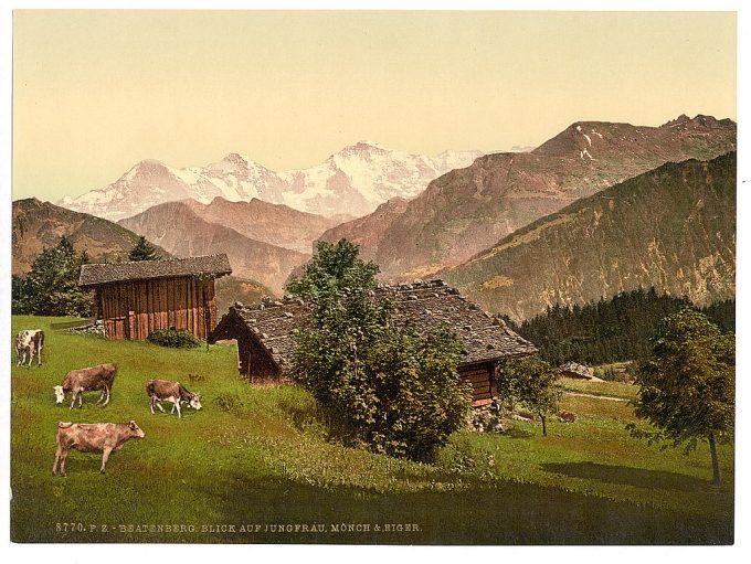 Beatenburg (i.e., Beatenberg), view of Jungfrau, Monch and Eiger, Bernese Oberland, Switzerland