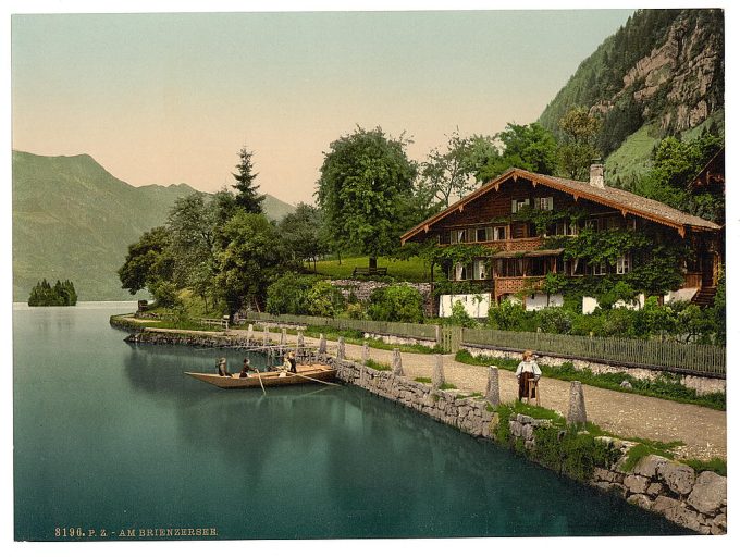 Brienz Lake, chalet on the lake, Bernese Oberland, Switzerland