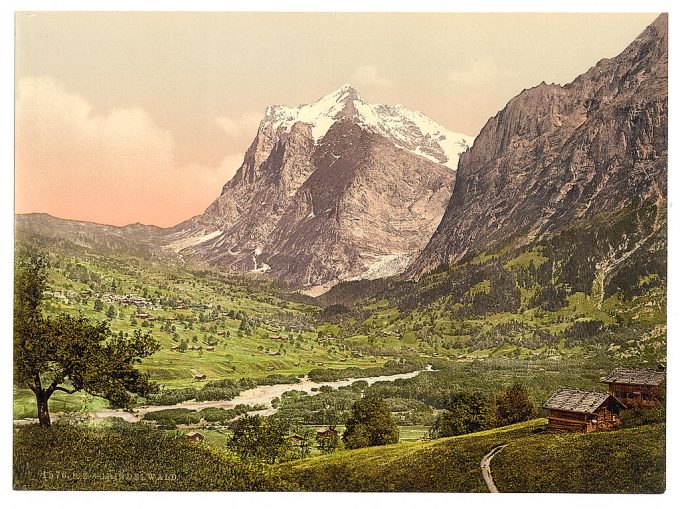 Grindelwald, general view, Wetterhorn, Bernese Oberland, Switzerland