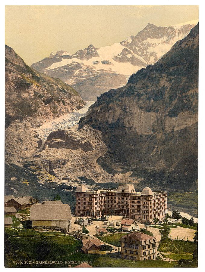 Grindelwald, Bear Hotel and glacier, Bernese Oberland, Switzerland
