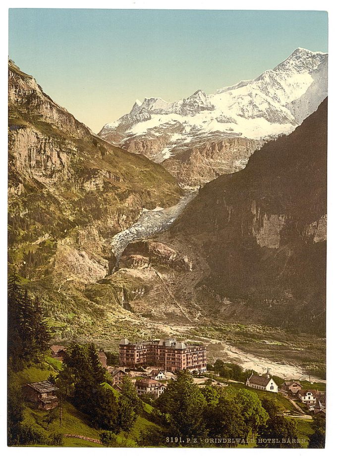 Grindelwald, Bear Hotel and glacier, Bernese Oberland, Switzerland