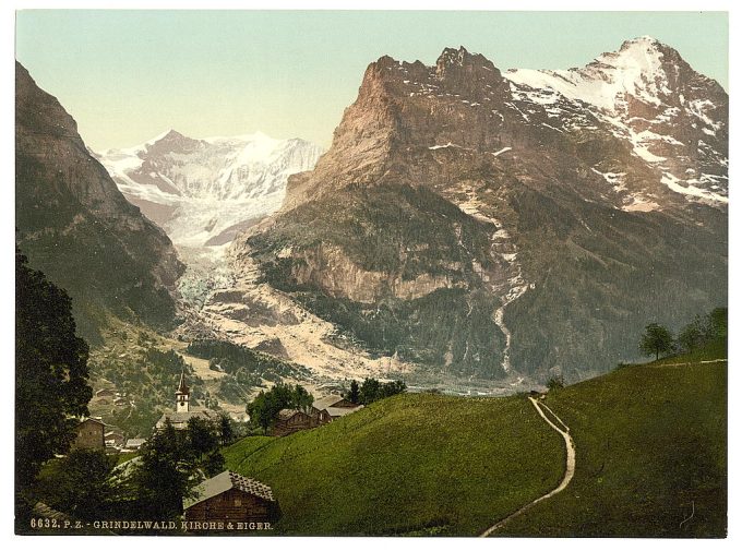 Grindelwald, church and Eiger, Bernese Oberland, Switzerland