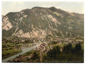 Interlaken, from the Heimwehfluh, towards the Harder, Bernese Oberland, Switzerland
