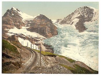 Jungfrau, railroad, Eiger and Monch, with Eiger Glacier, Bernese Oberland, Switzerland