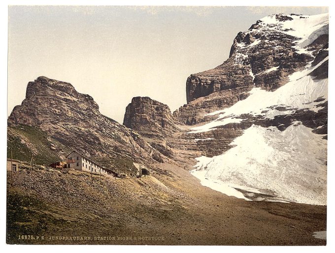 Jungfrau, railroad station, Eiger and Rothstock, Bernese Oberland, Switzerland