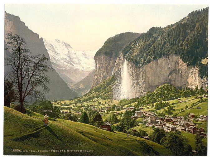 Lauterbrunnen Valley with Staubbach, Bernese Oberland, Switzerland