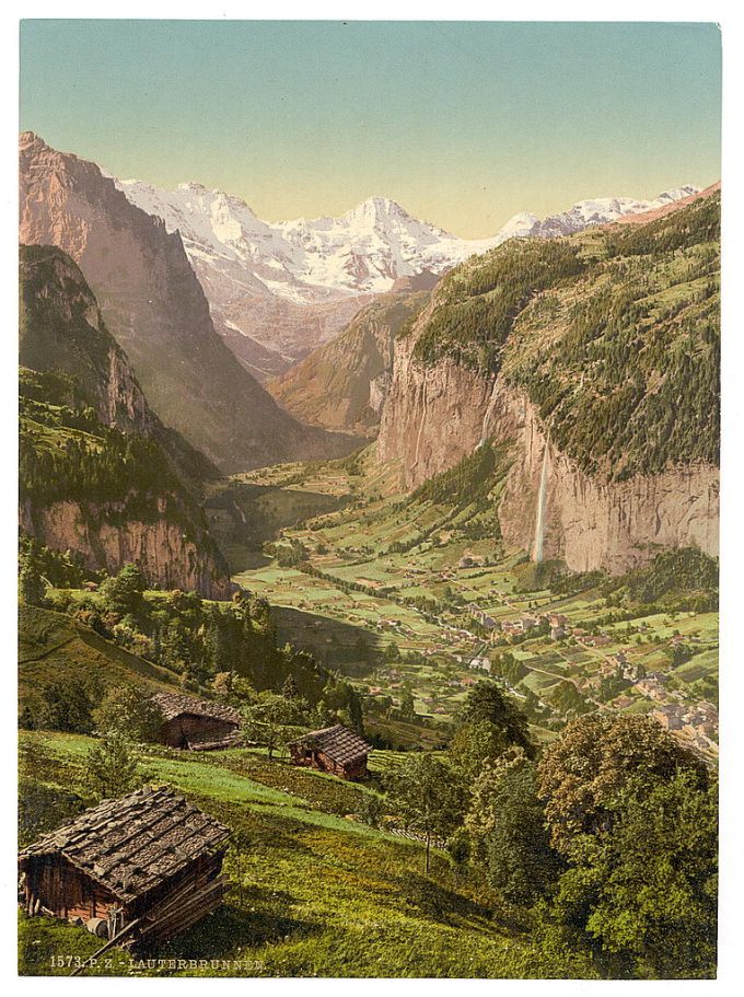Lauterbrunnen Valley and Briethorn, from Wengen, Bernese Oberland, Switzerland