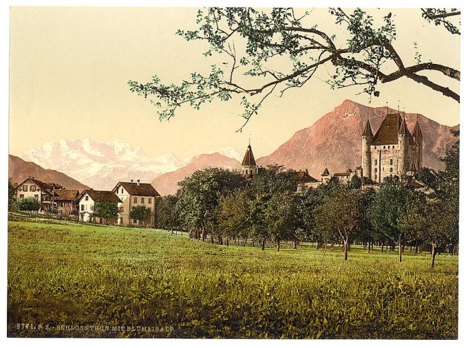 Thun, castle and Blumlisalp, Bernese Oberland, Switzerland