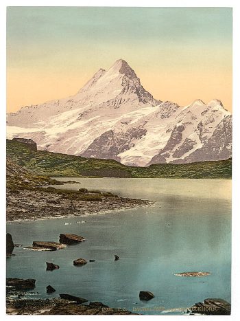 Bach Alps Lake and Schreckhorn, Bernese Oberland, Switzerland