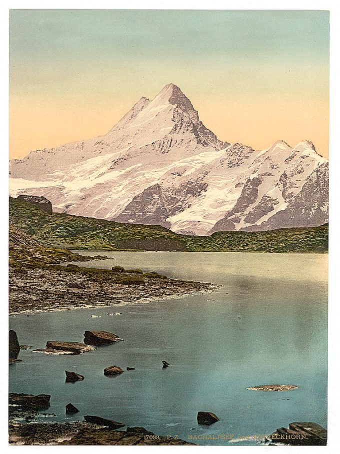 Bach Alps Lake and Schreckhorn, Bernese Oberland, Switzerland