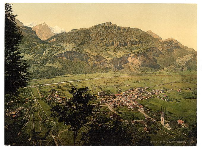 Bird's-eye-view of Meiringen, Bernese Oberland, Switzerland