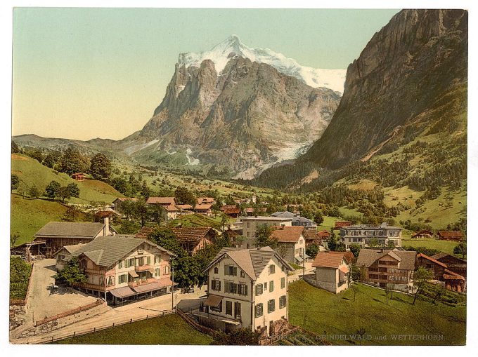 Grindelwald and Wetterhorn Mountain, Bernese Oberland, Switzerland