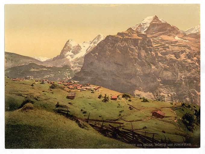Mount Eiger, Mönch and Jungfrau, Mürren, Bernese Oberland, Switzerland