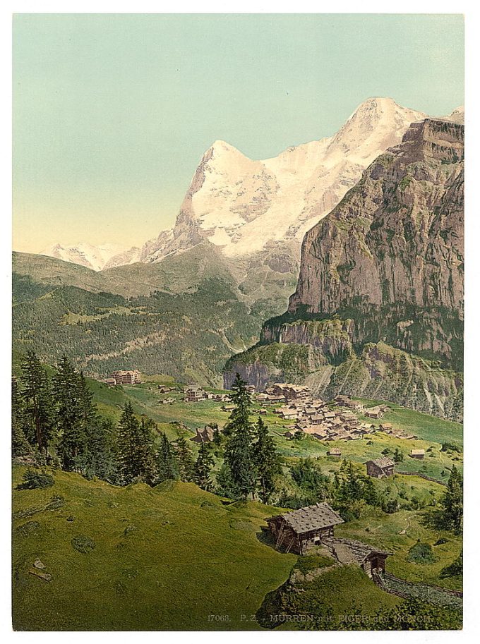 Mount Eiger and Monch, Mürren, Bernese Oberland, Switzerland