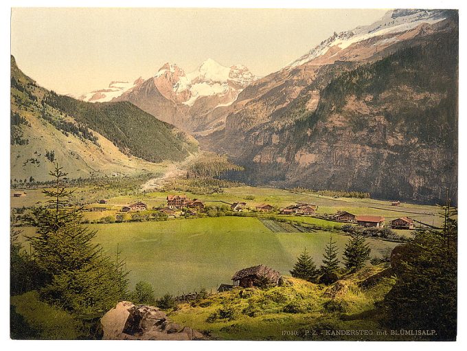 Kandersteg village and Blümlisalp mountain group, Bernese Oberland, Switzerland