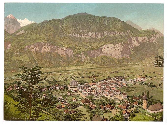Meiringen, bird's-eye-view, Bernese Oberland, Switzerland