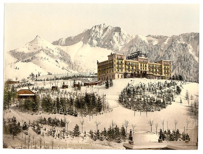 Rochers de Naye, and Hotel de Caux, in winter, Geneva Lake, Switzerland