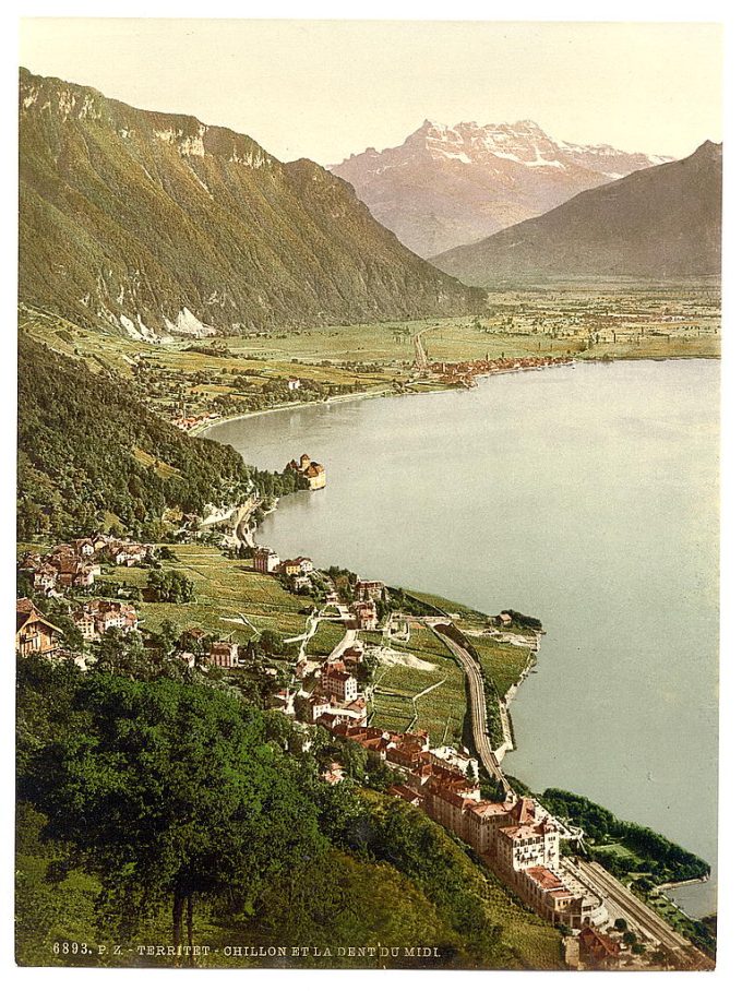 Territet, Chillon and Dent du Midi, from Glion, Geneva Lake, Switzerland