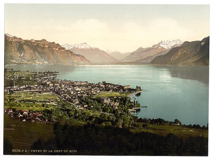 Vevey, and Dent du Midi, Geneva Lake, Switzerland