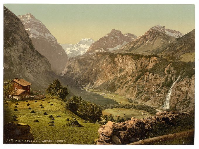 On the way to the Pantenbrucke, with view on the Todi and Schreienbach, Glarus, Switzerland