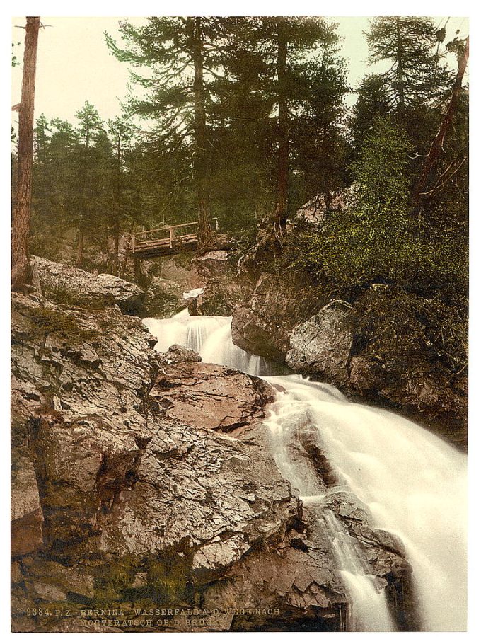 Upper Engadine, Bernina Falls near Morteratsch, Grisons, Switzerland