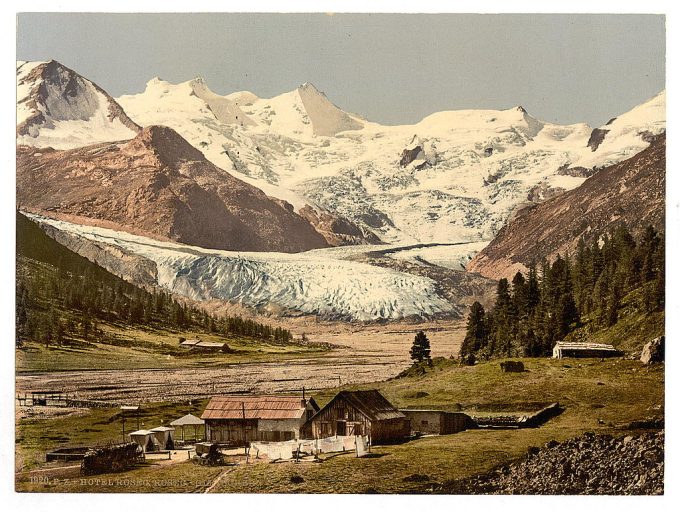 Upper Engadine, Roseg Glacier and Hotel, Grisons, Switzerland