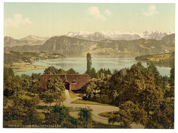 View of the southern chain of Alps, with the Titlis from Drei Linden, Lucerne, Switzerland