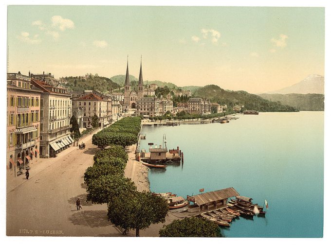 The quay, from the Swan Hotel, Lucerne, Switzerland